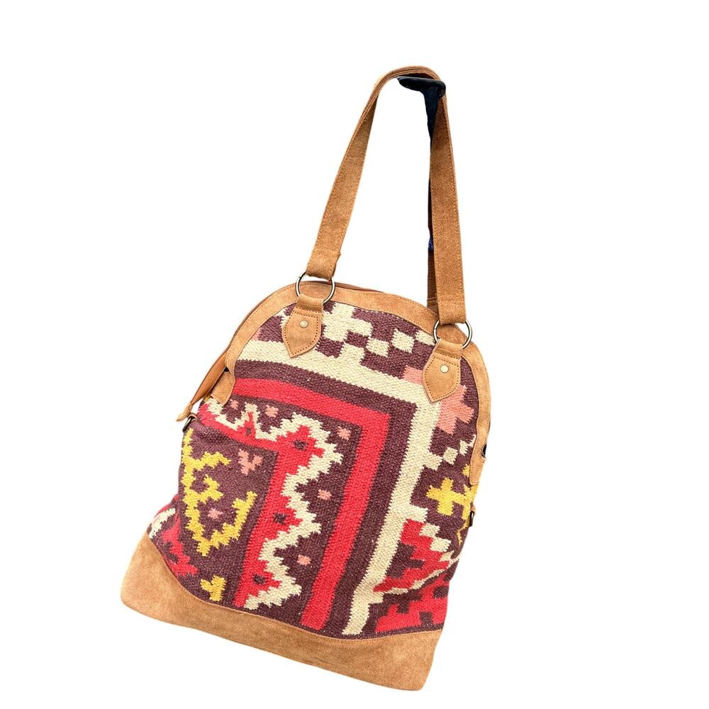 Panache Apparel Suede and Tapestry large Colorful Roomy Bag